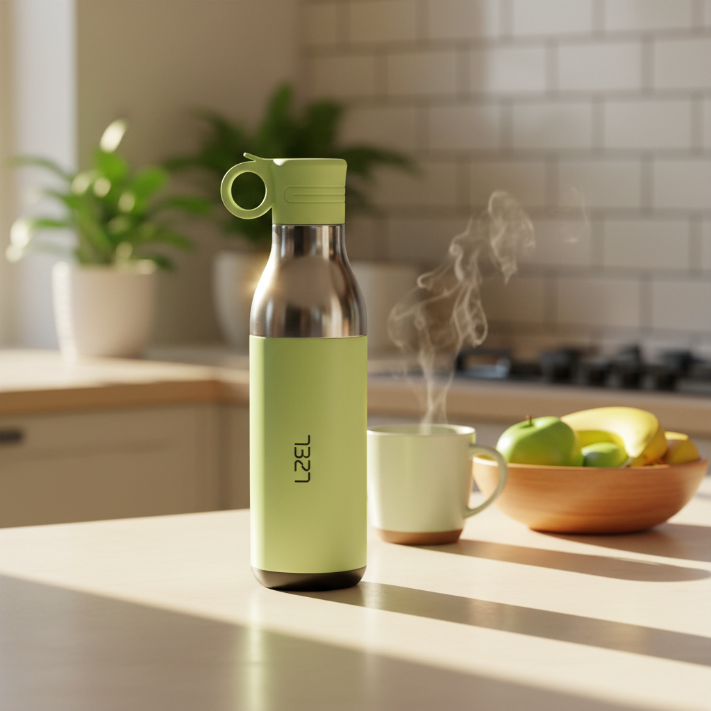 LZEL Natura Elva Vacuum Bottle Dual 400 mL + 400 mL | Green Aluminum