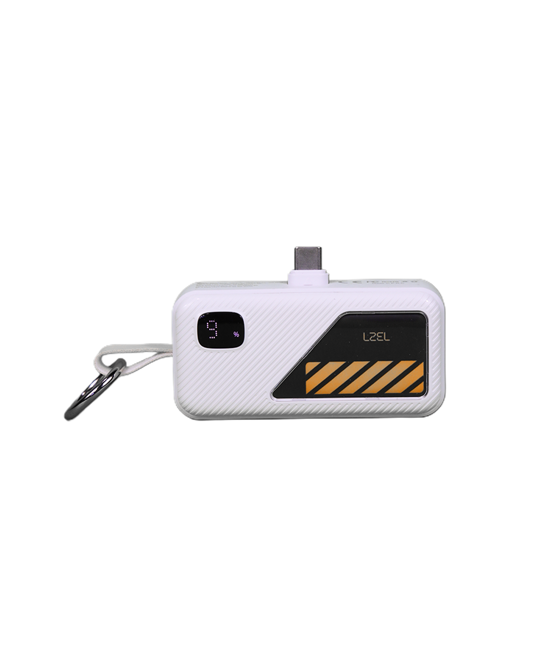 LZEL NanoFlux Charger Mini โ 5,000mAh PD Type-C Power Bank with Built-in Lightning Cable | White