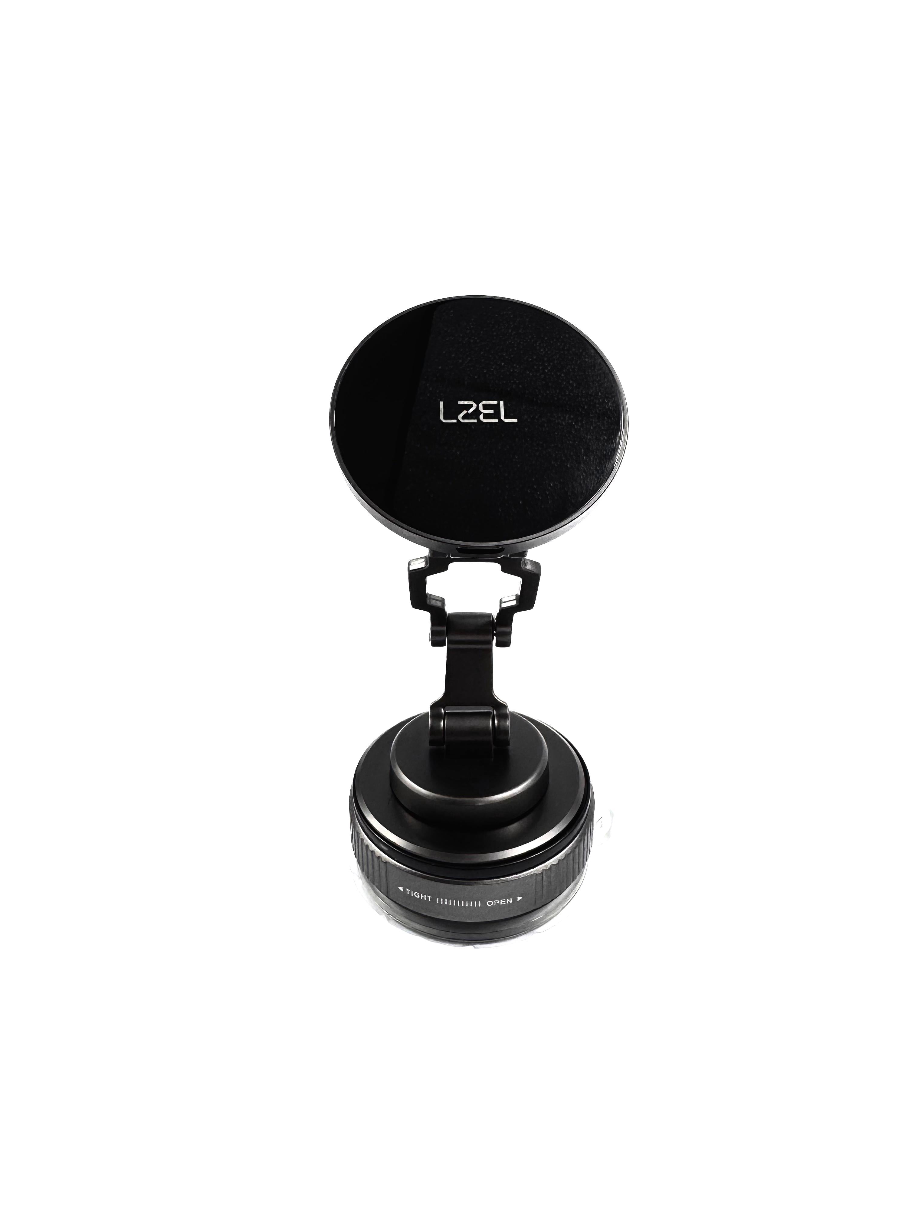 LZEL Mag Vortex Axis Vacuum Suction Phone Holder with Wireless Charging | Black
