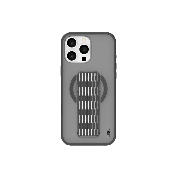 LZEL MatteMag Kickstand Matte Strap MagSafe Case for iPhone 16 Pro | Light Black