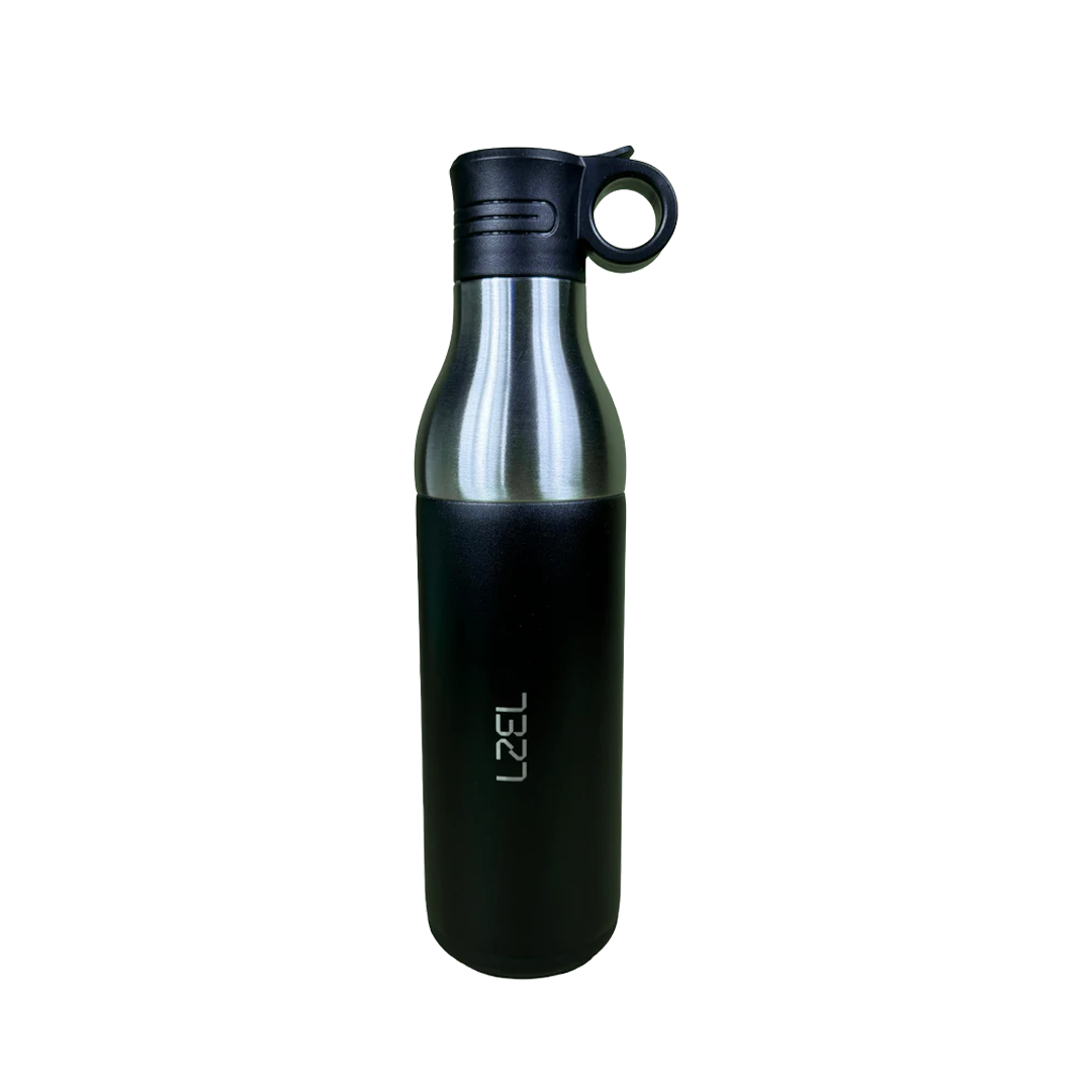 LZEL Natura Elva Vacuum Bottle Dual 400β―mL + 400β―mL | Black Aluminum