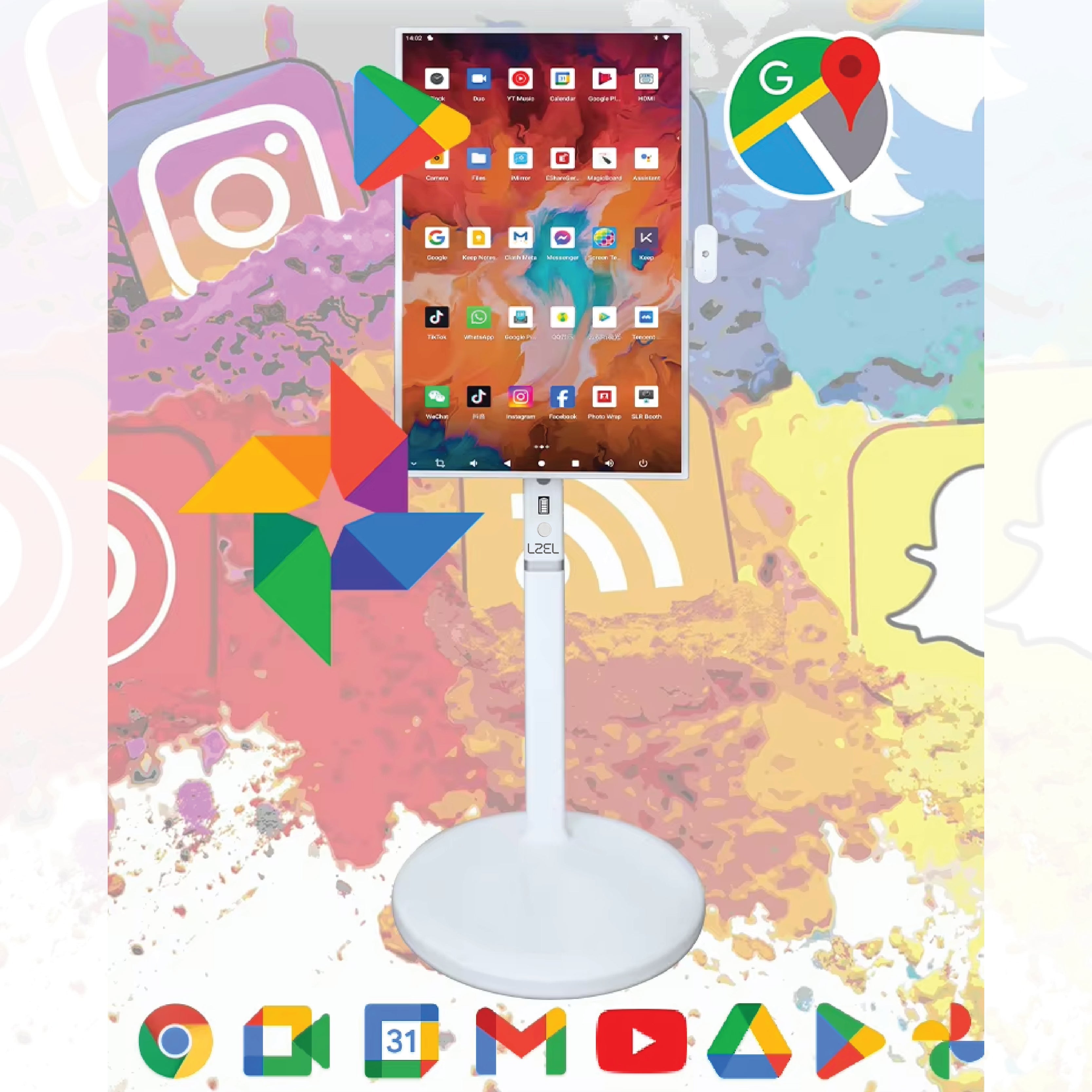 LZEL Smart 32" Android Touch Mobile Monitor with Built-in Stand