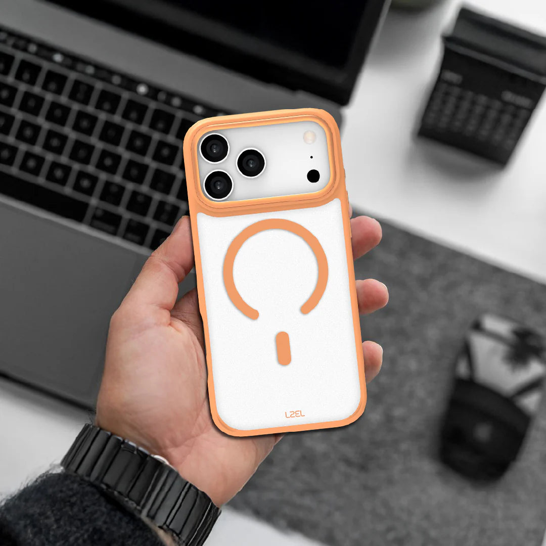 LZEL MagRevo Shield Case for iPhone 17 Pro | Papaya Orange