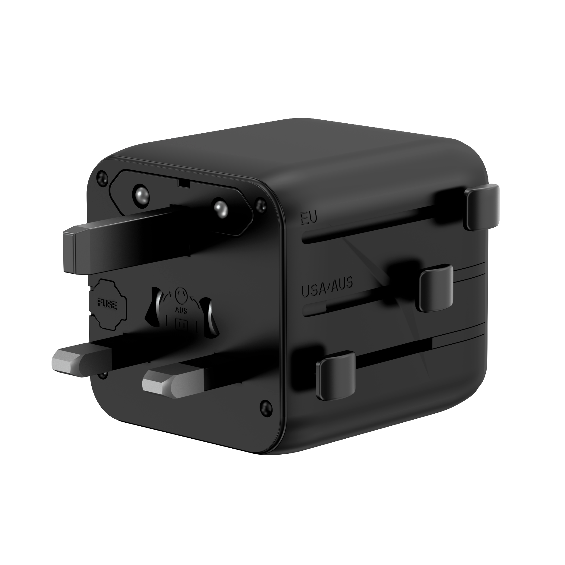 LZEL Voyage Globepower 2500 Watt Universal Multi Travel Plug Adapter | Black