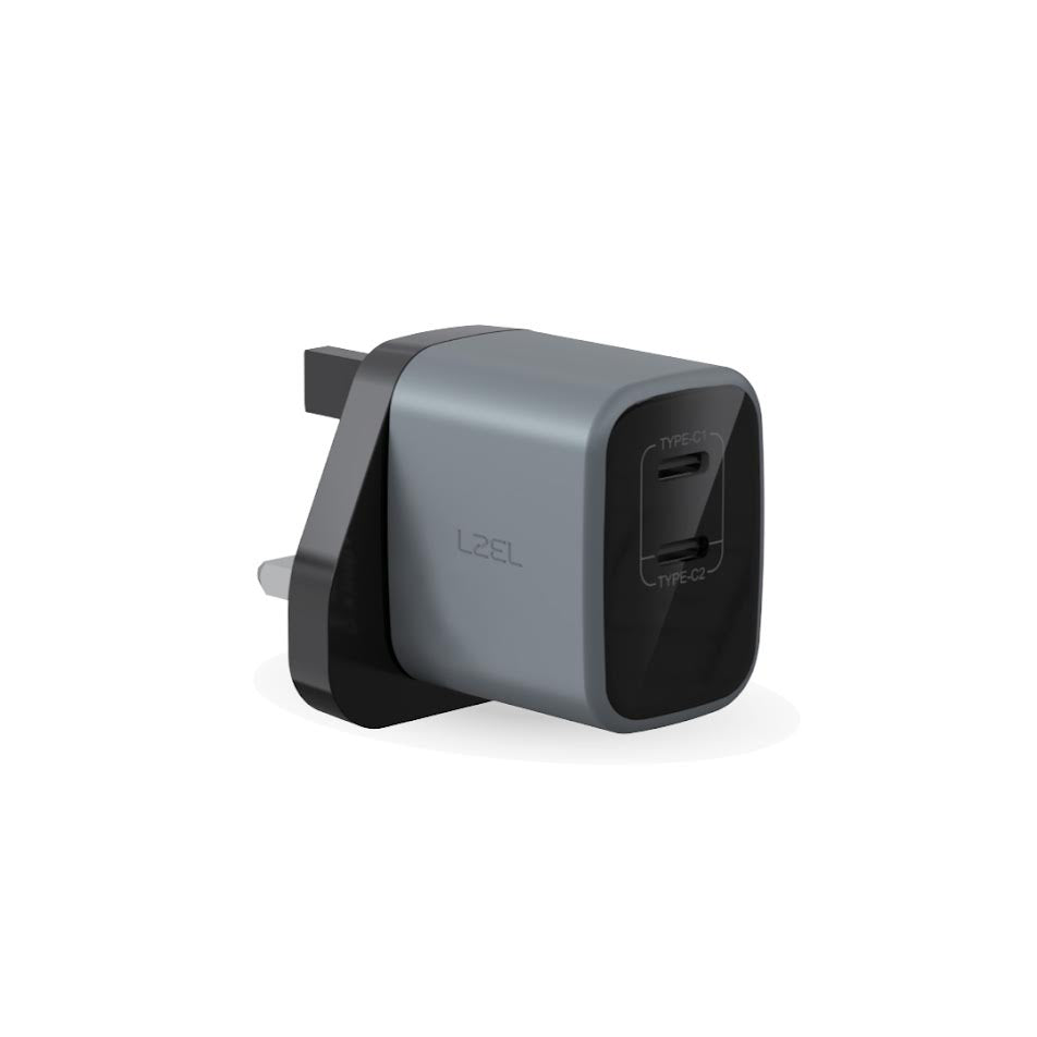 شاحن حائط Voltixcharger بقوة 35 واط بمنفذين Type-C من LZEL | رمادي