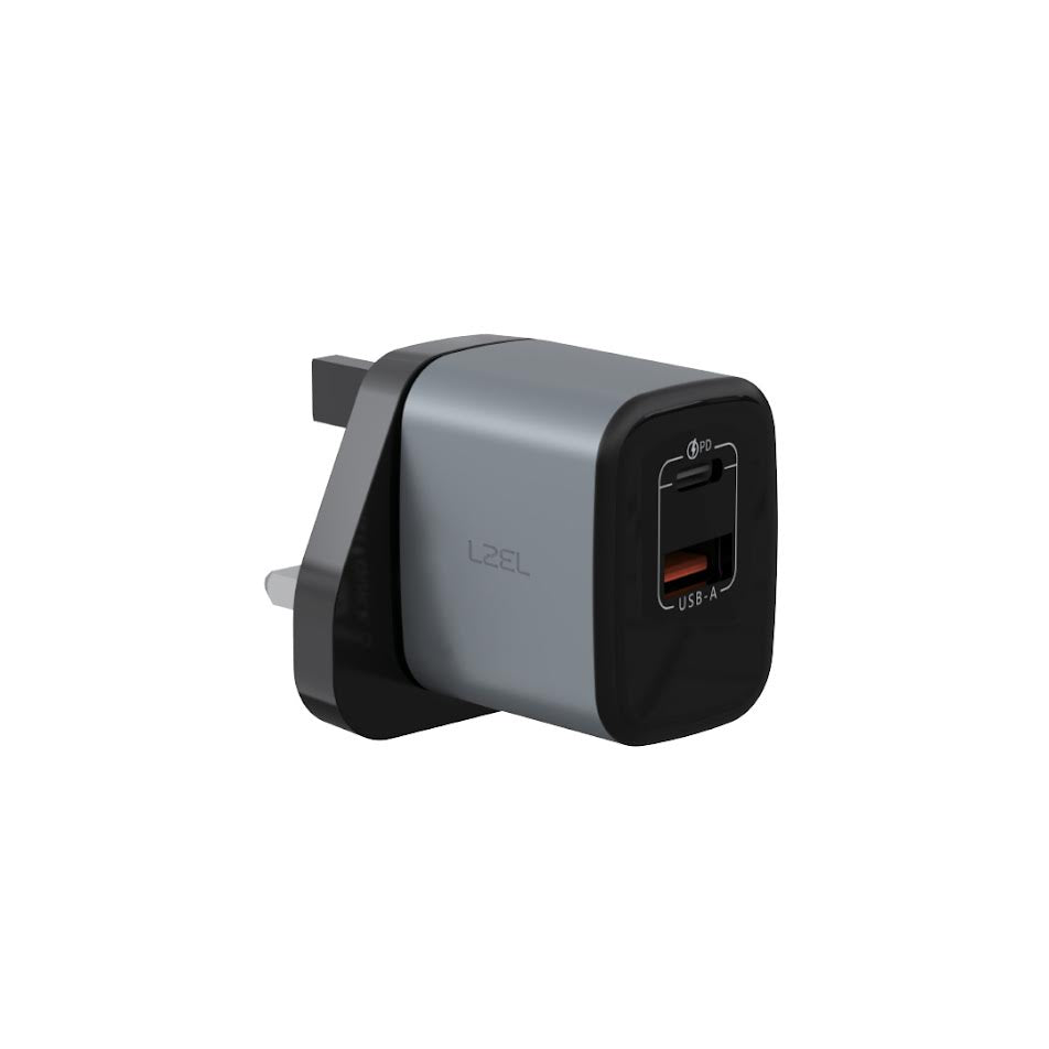 LZEL Voltixcharge 35W Duals Port USB-A USB-C Gan Wall Charger | Gray