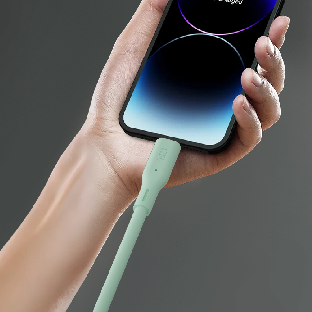 LZEL Celeris Silox CXL Soft Silicone USB-C to Lightning Cable, 480Mbps, 60W Max, 2m | Green
