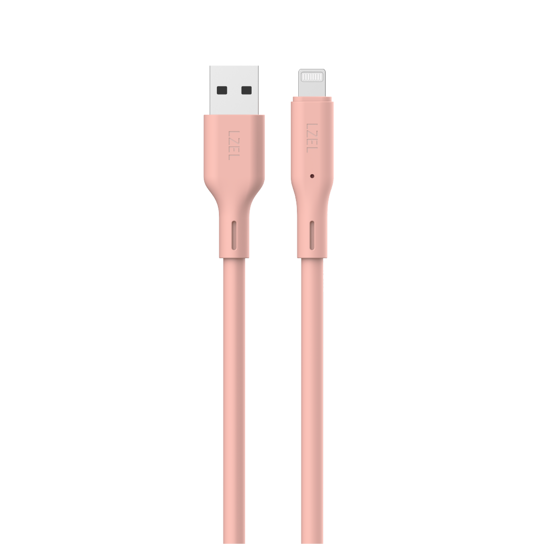 LZEL Celeris Silox CXL Soft Silicone USB-A to Lightning Cable, 480Mbps, 15W Max, 1m | Pink