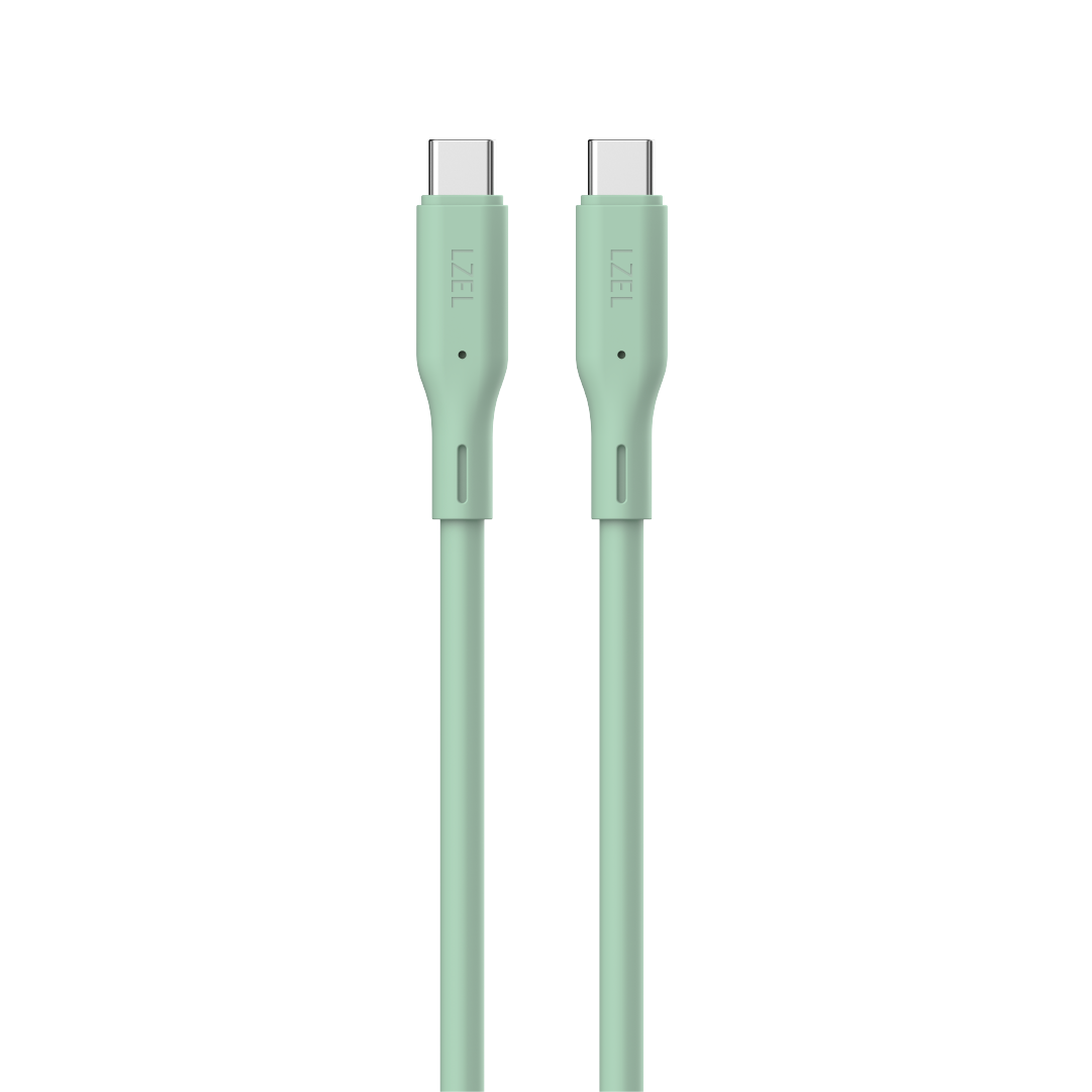 LZEL Celeris Silox CXL Soft Silicone USB-C to USB-C Cable, 480Mbps, 240W Max, 2m | Green
