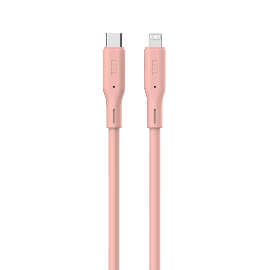 LZEL Celeris Silox CXL Soft Silicone USB-C to Lightning Cable, 480Mbps, 60W Max, 1m |Pink