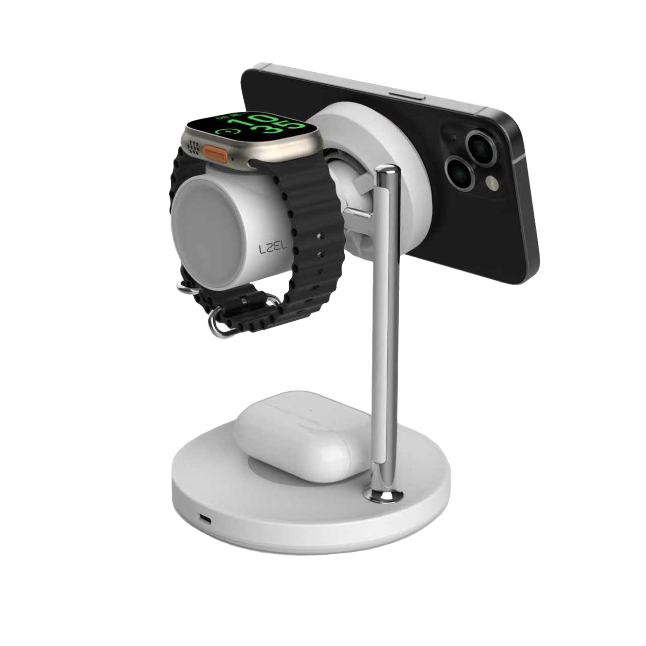 LZEL FlexDock Series 3-in-1 Magnetic Desktop Wireless Charger | White