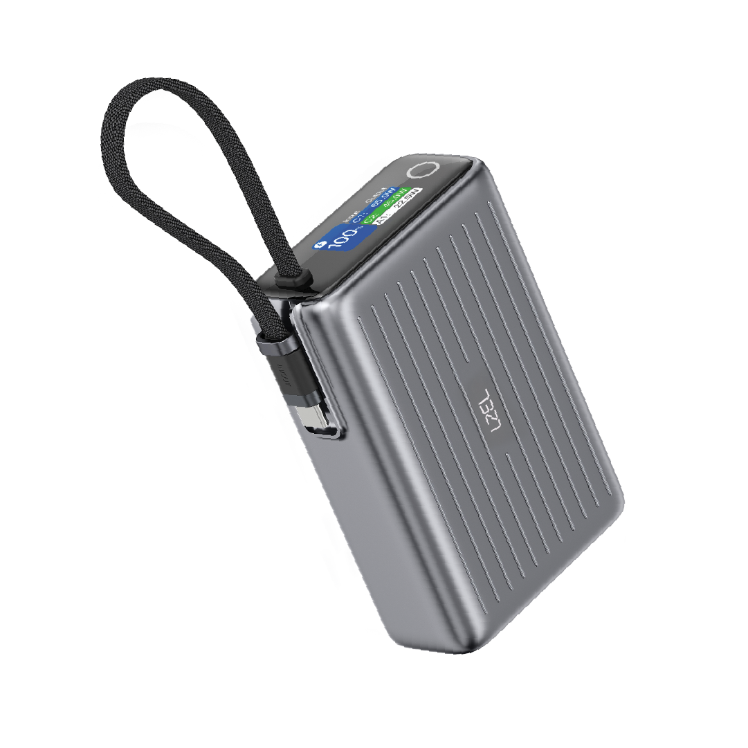 LZEL Neurode Sync 20000Mah Pd3.0 & Qc3.0| 65W |Built-In-Usb-C Cable Pd Power Bank | Gray