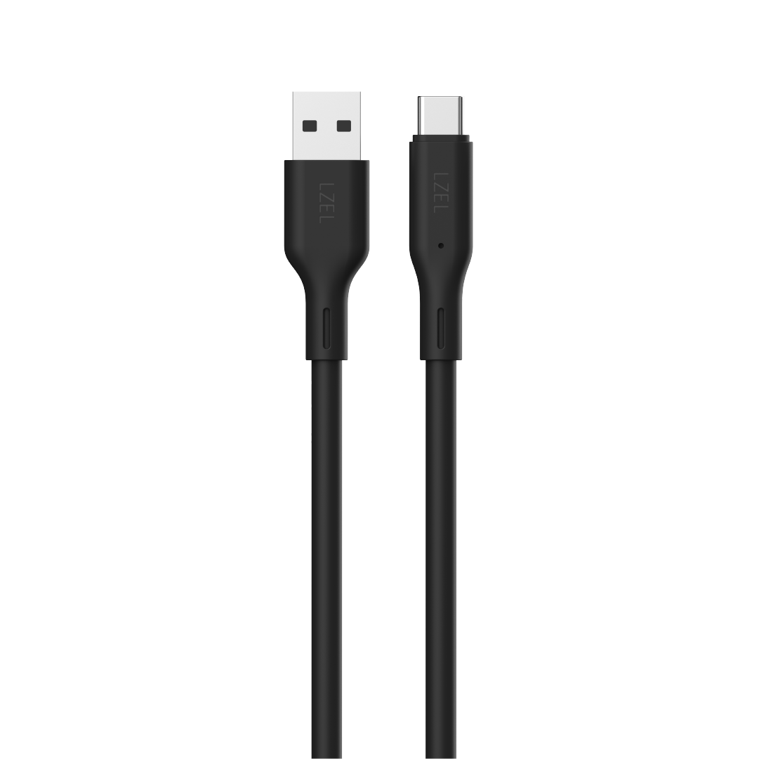 LZEL Celeris Silox CXL Soft Silicone USB-A to USB-C Cable, 480Mbps, 15W Max, 2m | Black