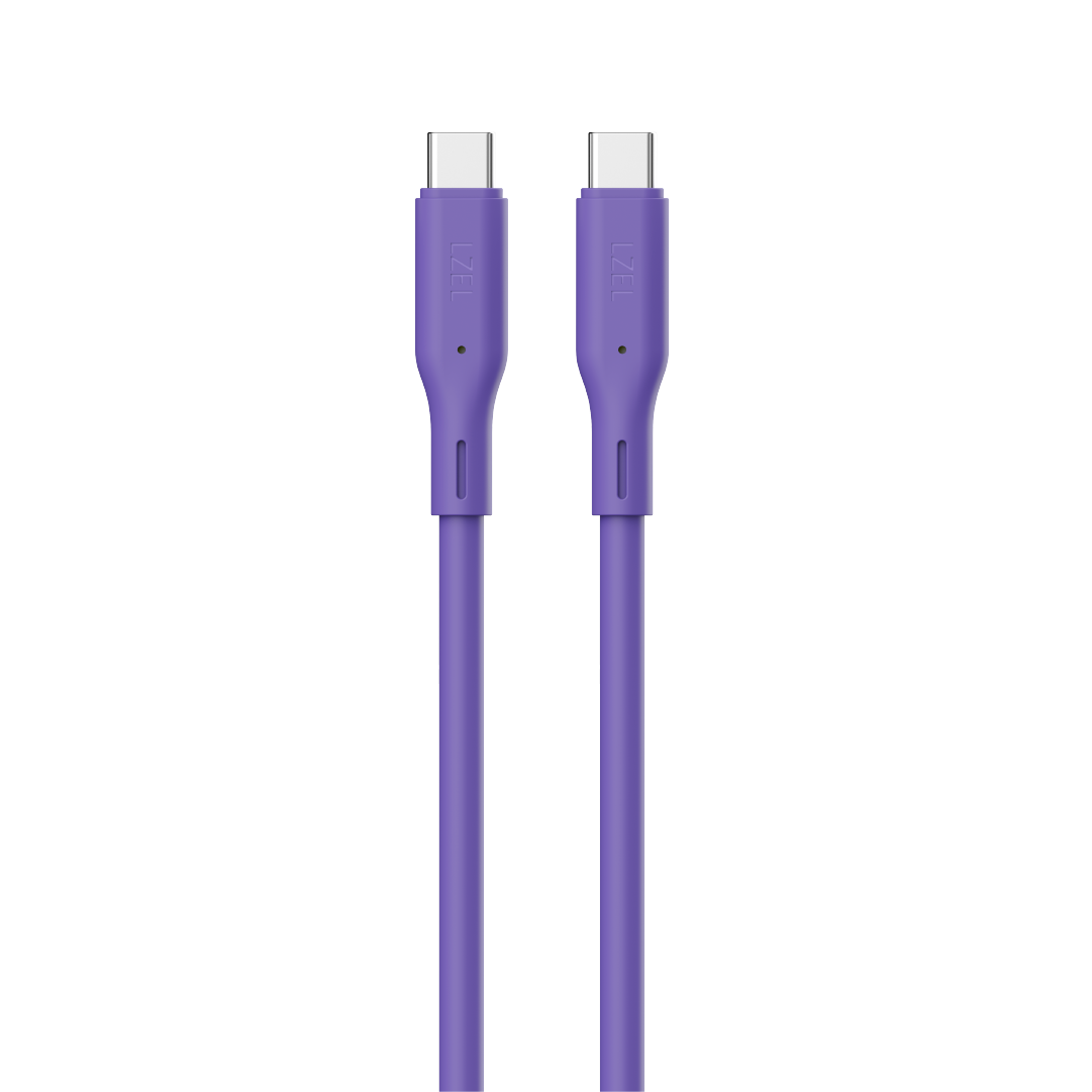 LZEL Celeris Silox CXL Soft Silicone USB-C to USB-C Cable, 480Mbps, 240W Max, 1m | Purple
