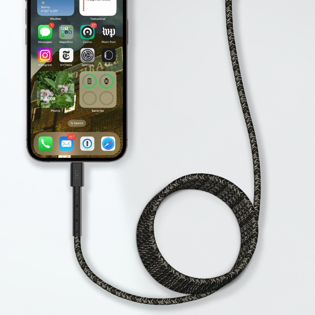 LZEL USB-A to USB-C 2.0 Braided Cable 2m – 3A, 15W, 480Mbps | Black
