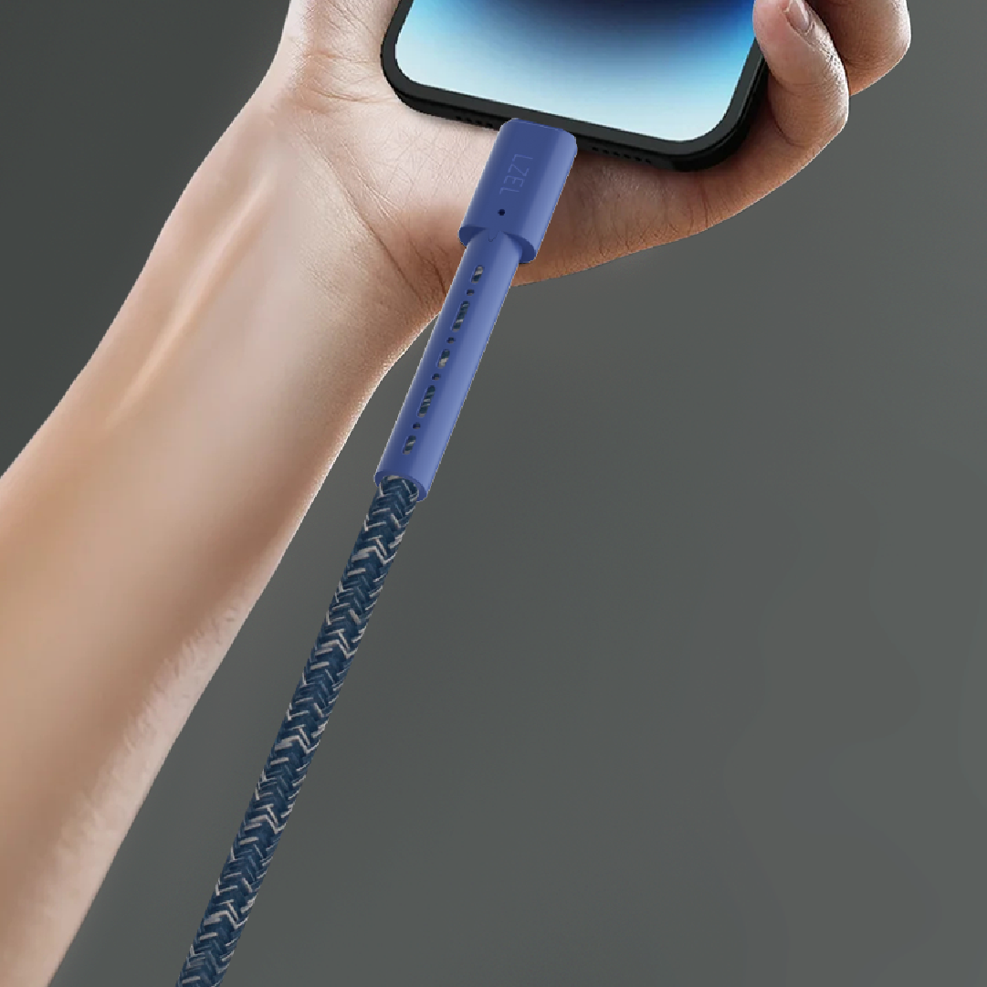 LZEL Celeris Charge CXL Braided USB-C to Lightning Cable, 480Mbps, 60W Max, 1 Meter | Blue