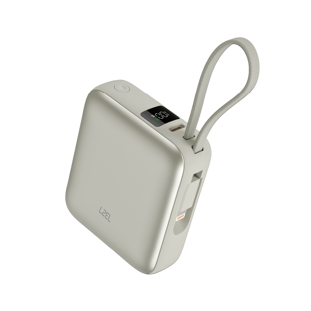 LZEL Neurode Sync Mini 10000Mah  Pd3.0 & Qc 3.0|25.5W|Built-In Type-C & Lighting Power Bank | Silver