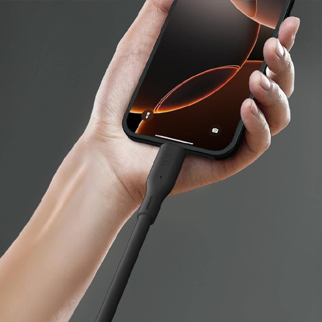 LZEL Celeris Silox CXL Soft Silicone USB-C to Lightning Cable, 480Mbps, 60W Max, 2m | Black