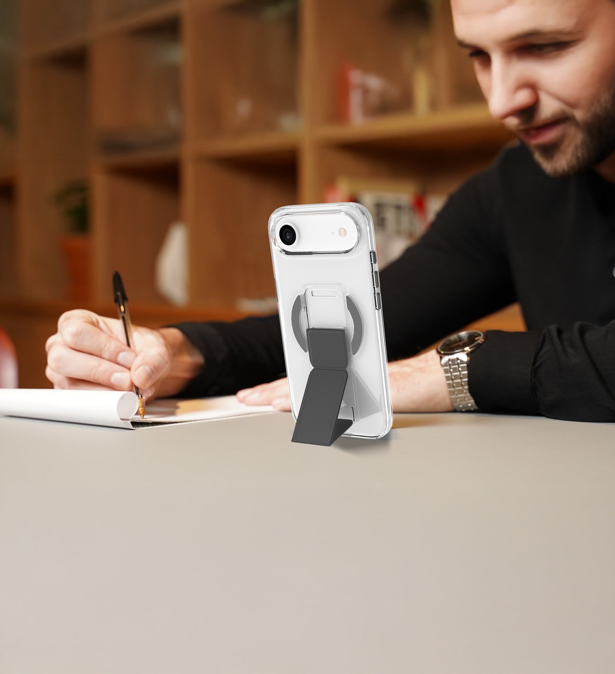 LZEL MagClear LeatherGrip Case for iPhone Air | Black