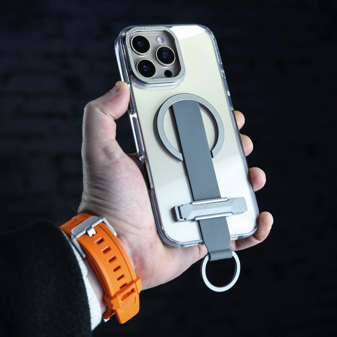 كڤر حماية LZEL Primemag Grip المقاوم للسقوط لهاتف iPhone 15 Pro | شفاف / رمادي 