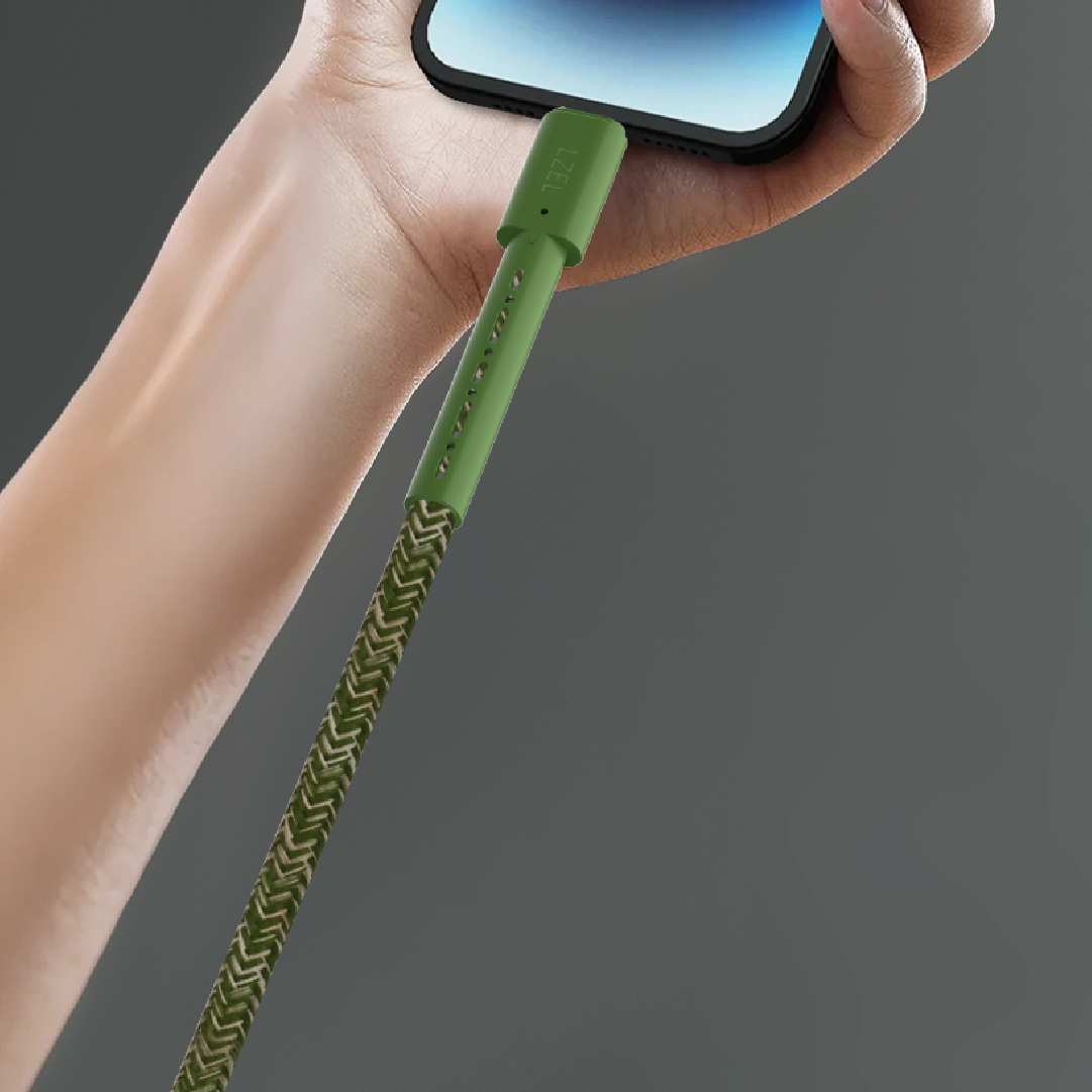 LZEL Celeris Charge CXL Braided USB-C to Lightning Cable, 480Mbps, 60W Max, 1 Meter | Green