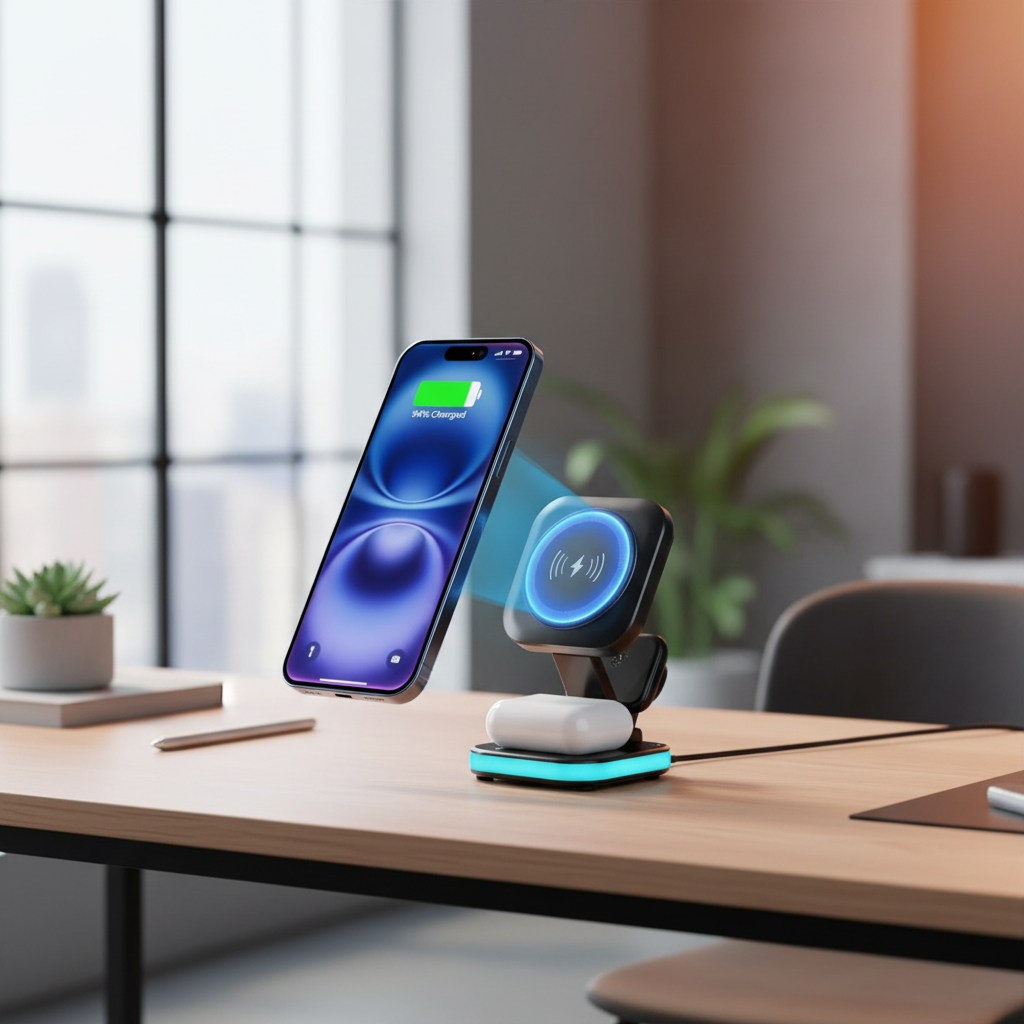 شاحن لاسلكي مغناطيسي LZEL Magnexus Chargedock 5 في 1، شحن سريع 15 وات، منفذ USB-C