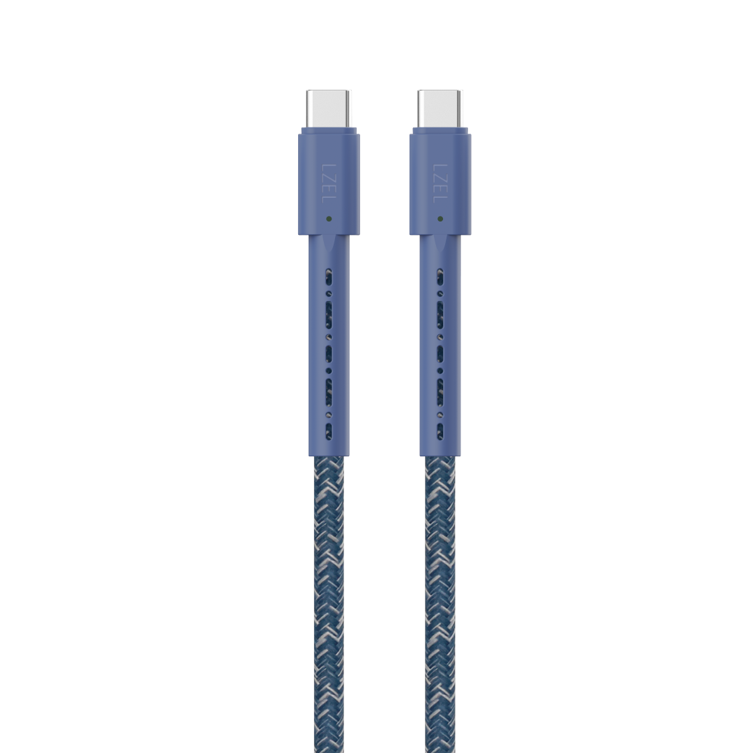 LZEL Celeris Charge CXC Braided USB-C to USB-C Cable, 480Mbps, 240W Max, 2m | Blue