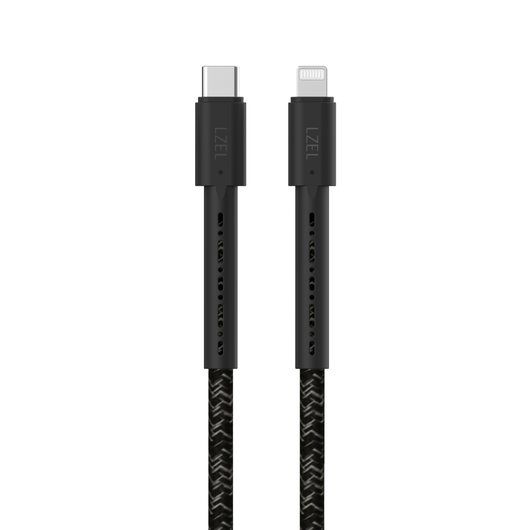 LZEL Celeris Charge CXL Braided USB-C to Lightning Cable, 480Mbps, 60W Max, 1 Meter | Black