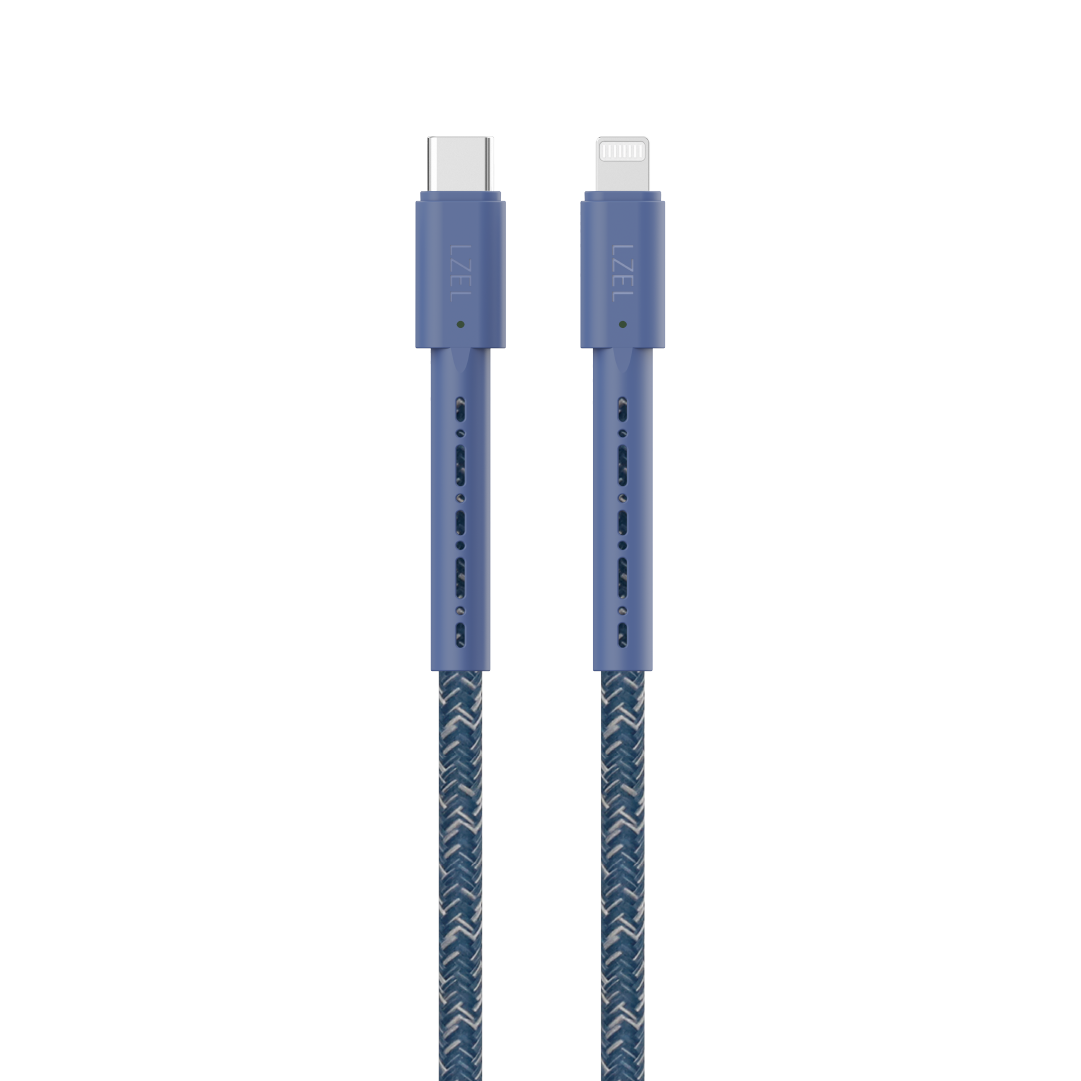 LZEL Celeris Charge CXL Braided USB-C to Lightning Cable, 480Mbps, 60W Max, 2m | Blue