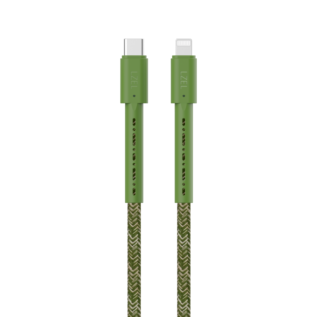 LZEL Celeris Charge CXL Braided USB-C to Lightning Cable, 480Mbps, 60W Max, 1 Meter | Green