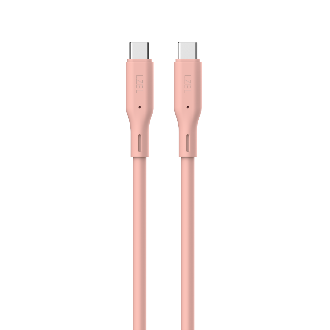 LZEL Celeris Silox CXL Soft Silicone USB-C to USB-C Cable, 480Mbps, 240W Max, 2m | Pink