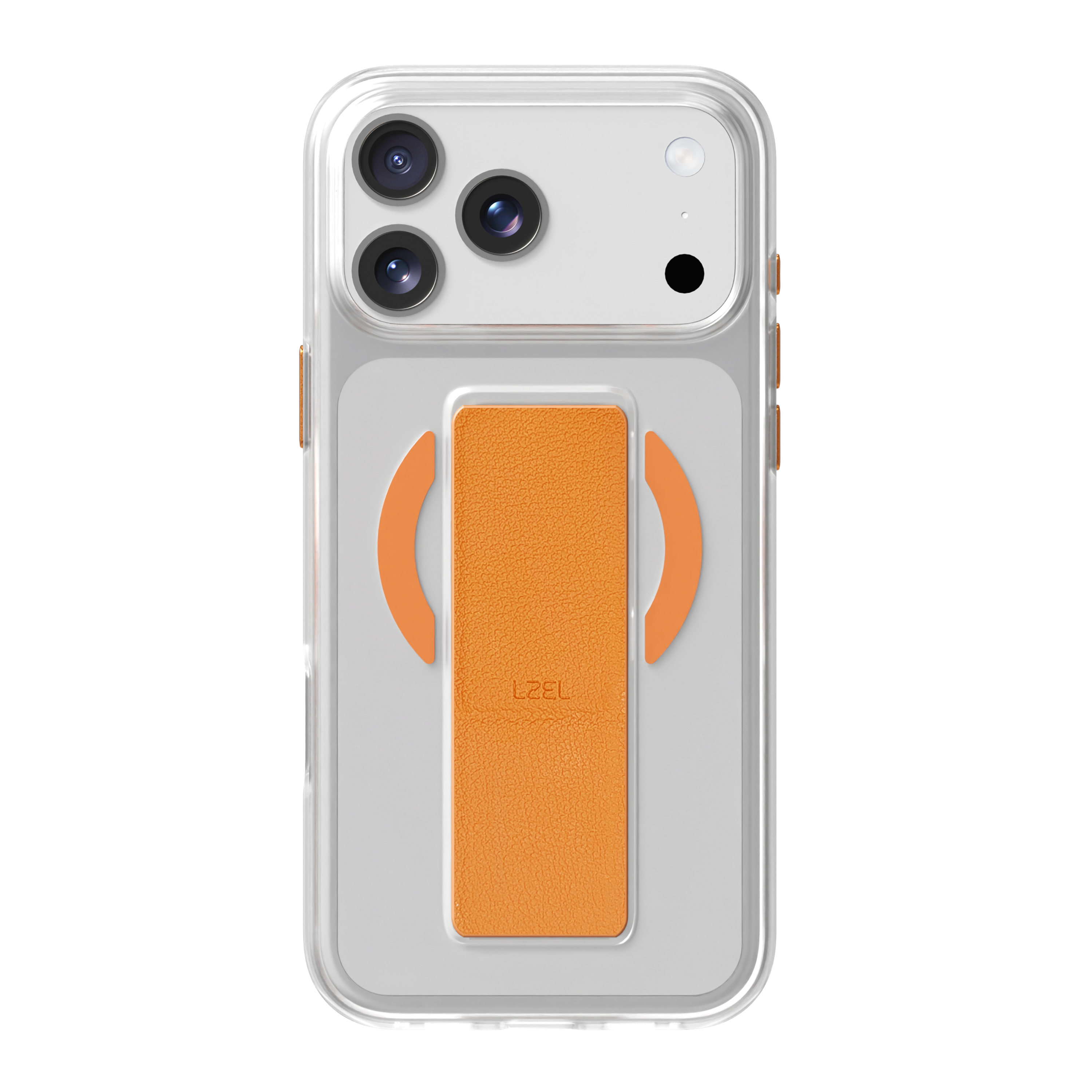 LZEL MagClear LeatherGrip Case for iPhone 17 Pro Max | Papaya