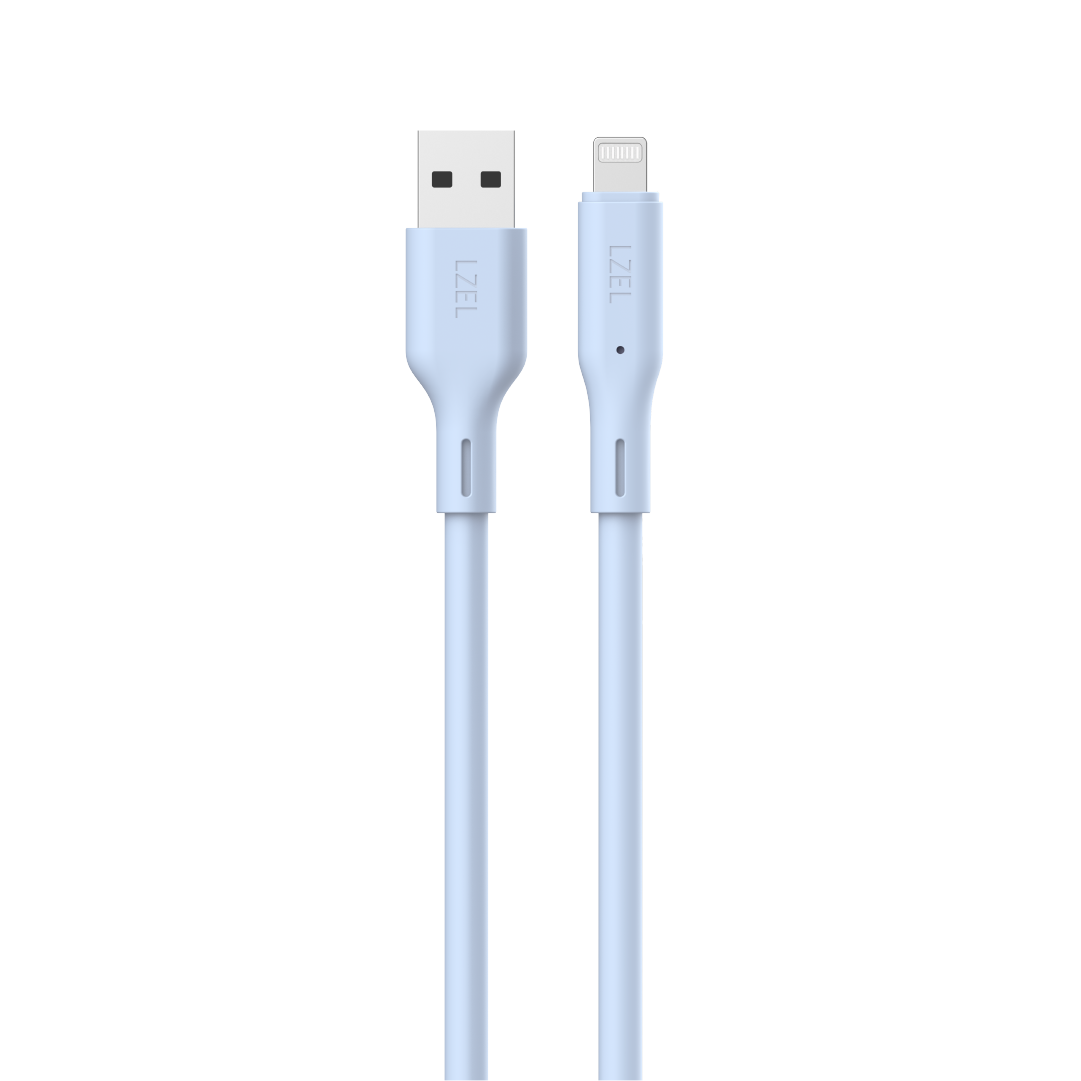 LZEL Celeris Silox CXL Soft Silicone USB-A to Lightning Cable, 480Mbps, 15W Max, 2m | Blue