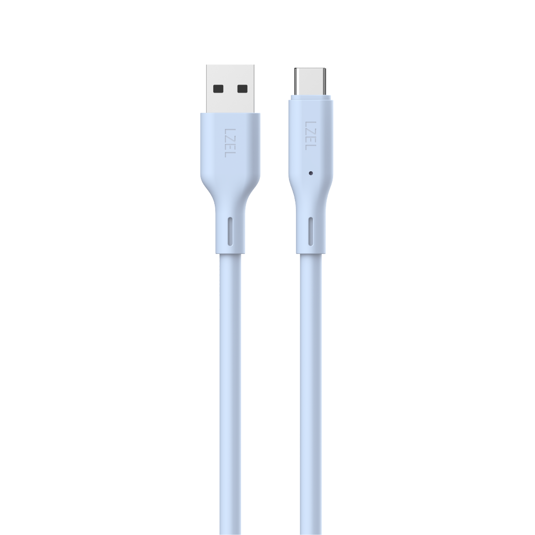 LZEL Celeris Silox CXL Soft Silicone USB-A to USB-C Cable, 480Mbps, 15W Max, 1m | Blue
