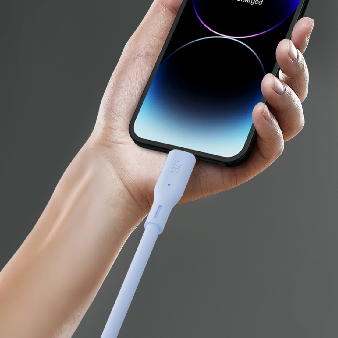 LZEL Celeris Silox CXL Soft Silicone USB-C to Lightning Cable, 480Mbps, 60W Max, 1m | Blue