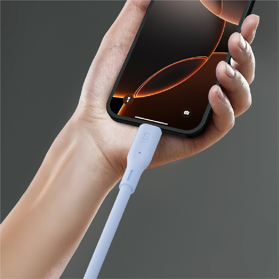 LZEL Celeris Silox CXL Soft Silicone USB-C to USB-C Cable, 480Mbps, 240W Max, 2m | Blue