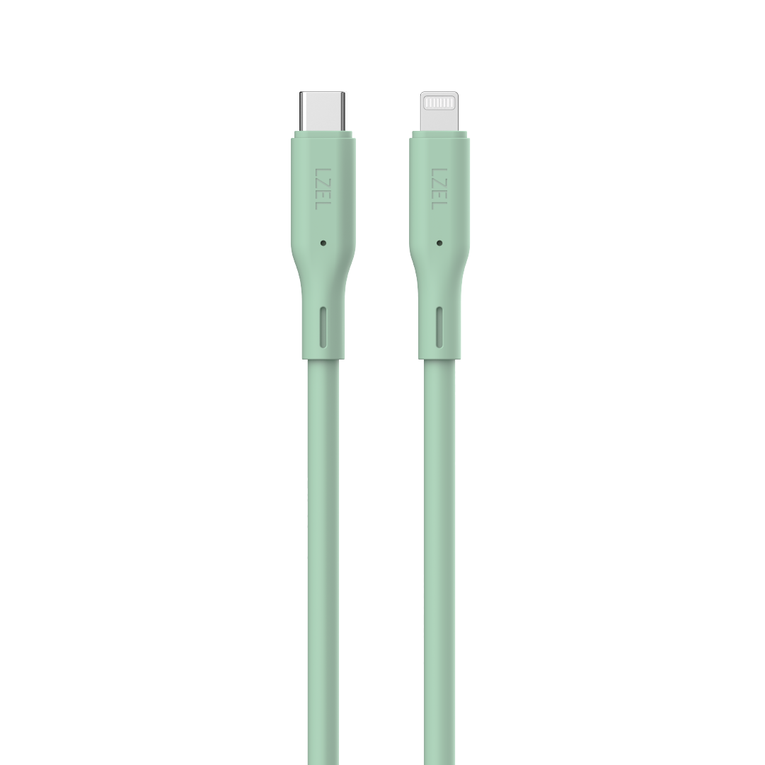 LZEL Celeris Silox CXL Soft Silicone USB-C to Lightning Cable, 480Mbps, 60W Max, 2m | Green