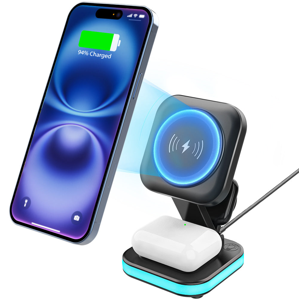 شاحن لاسلكي مغناطيسي LZEL Magnexus Chargedock 5 في 1، شحن سريع 15 وات، منفذ USB-C