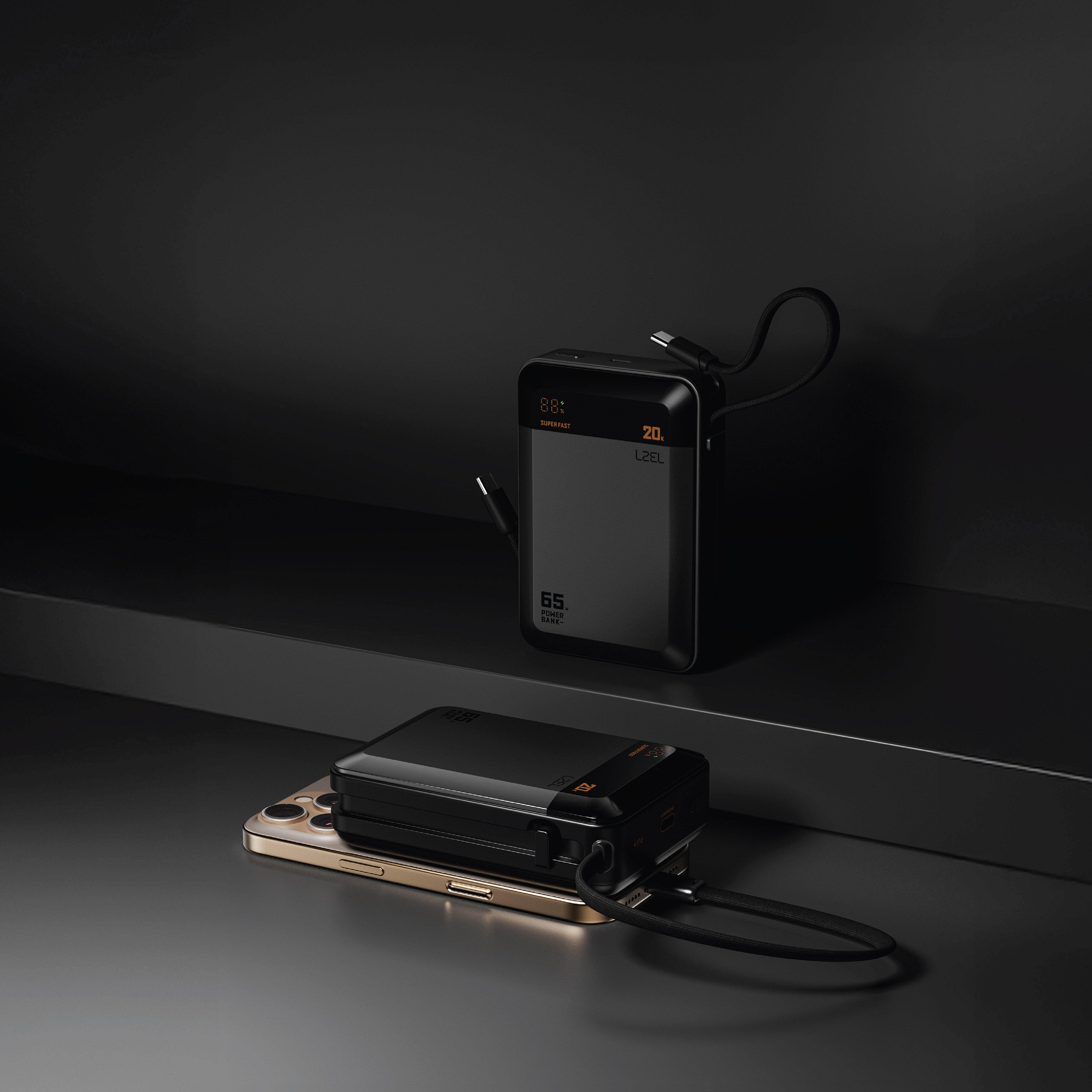 LZEL ZenoFlex Charge+ Mini 20000mAh PD Power Bank – 65W Output / 40W Input | Gray
