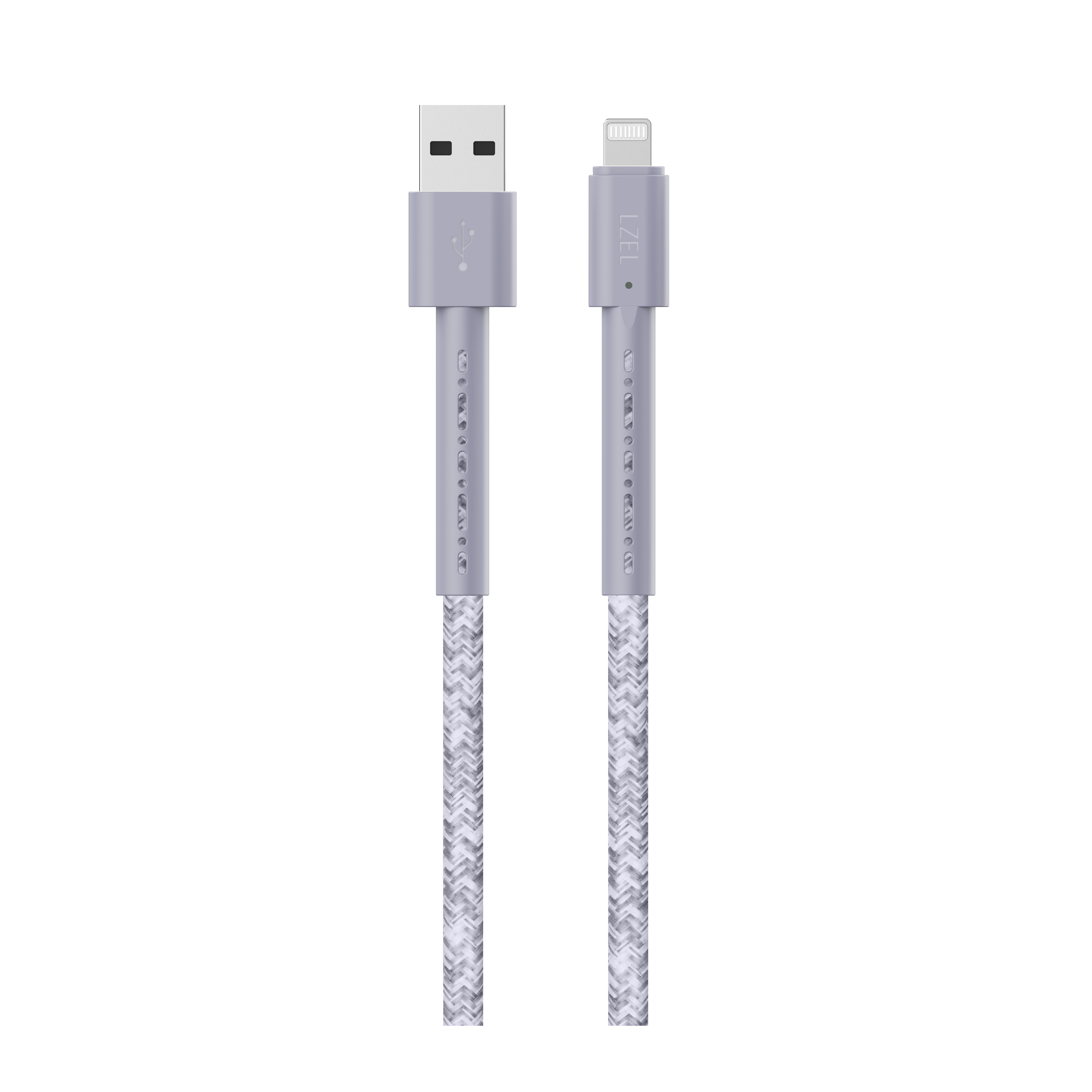 LZEL Celeris Charge AXL Braided USB-A to Lightning Cable, 480Mbps, 15W Max, 1m | Gray