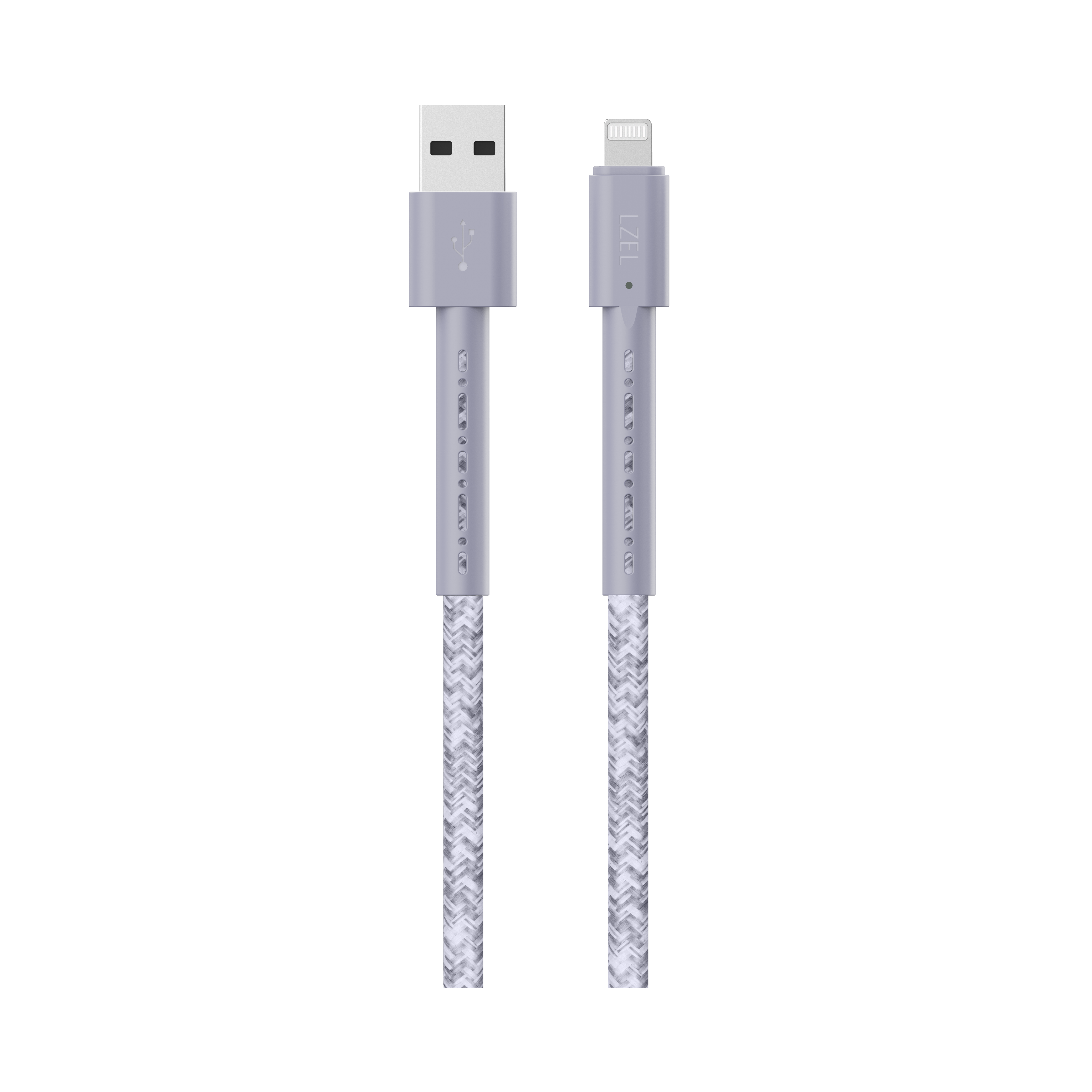 LZEL Celeris Charge AXL Braided USB-A to Lightning Cable, 480Mbps, 15W Max, 2m |  Gray