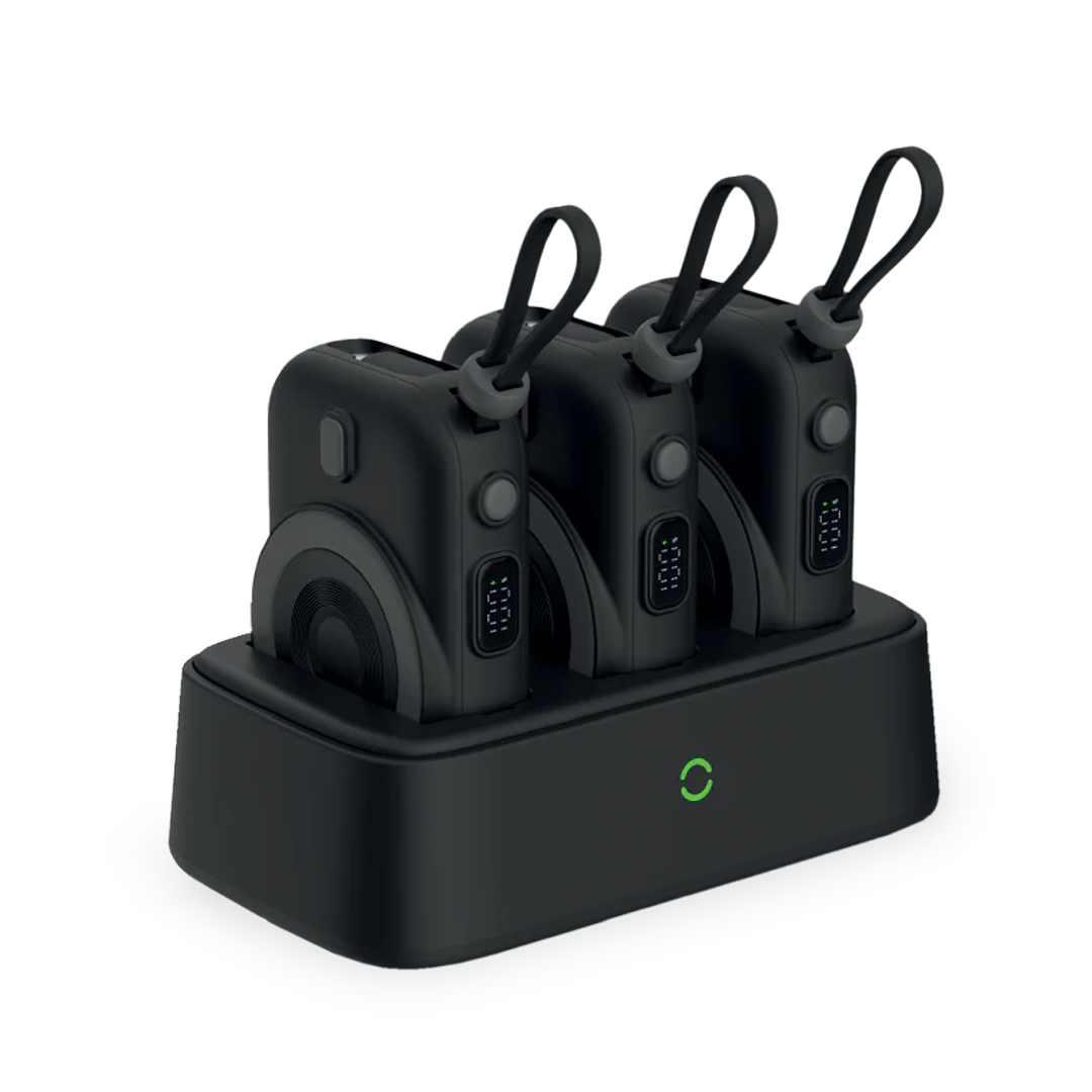 LZEL TrioEnergia Station - Trio 10,000mAh Wireless Power Bank & Charging Dock With Built-in Cable | Black