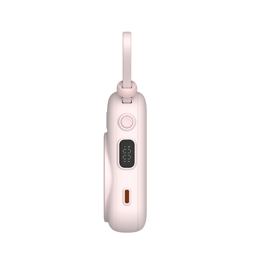 باور بانك LZEL NanoFlex Nova بسعة 10,000 مللي أمبير – شحن مغناطيسي مع USB-C PD وكابل مدمج | وردي