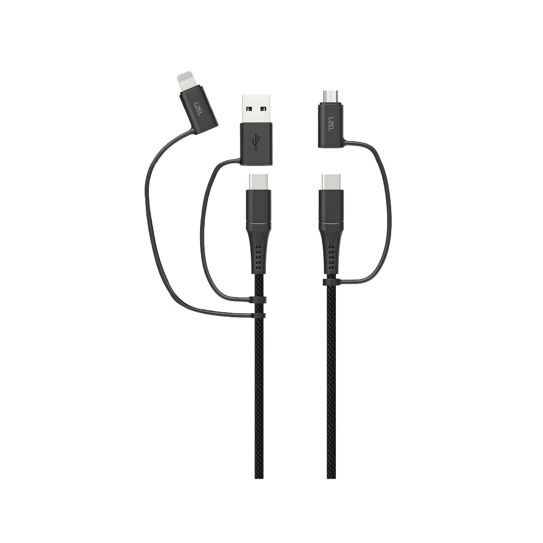 LZEL Celeris PowerQuint 5-in-1 Braided Fast Charging Cable | Black
