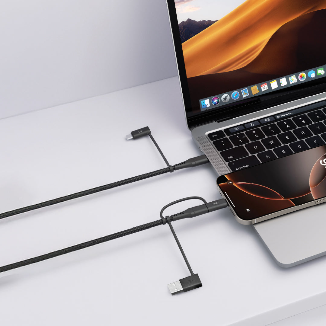 LZEL Celeris PowerQuint 5-in-1 Braided Fast Charging Cable | Black