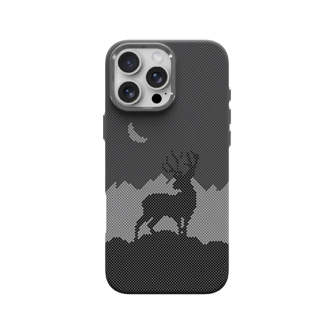 LZEL MagCarbon Deer Cover for iPhone 16 Pro | Black Deer