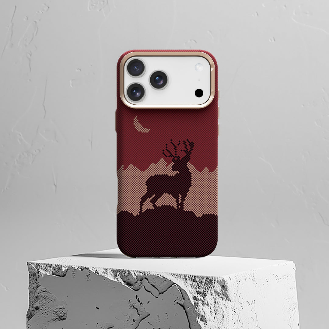 LZEL MagCarbon Deer Cover for iPhone 17 Pro Max | Wine Deer