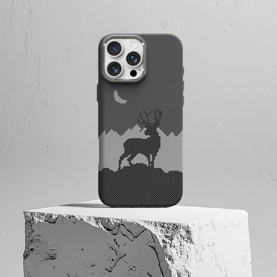 LZEL MagCarbon Deer Cover for iPhone 16 Pro Max | Black Deer