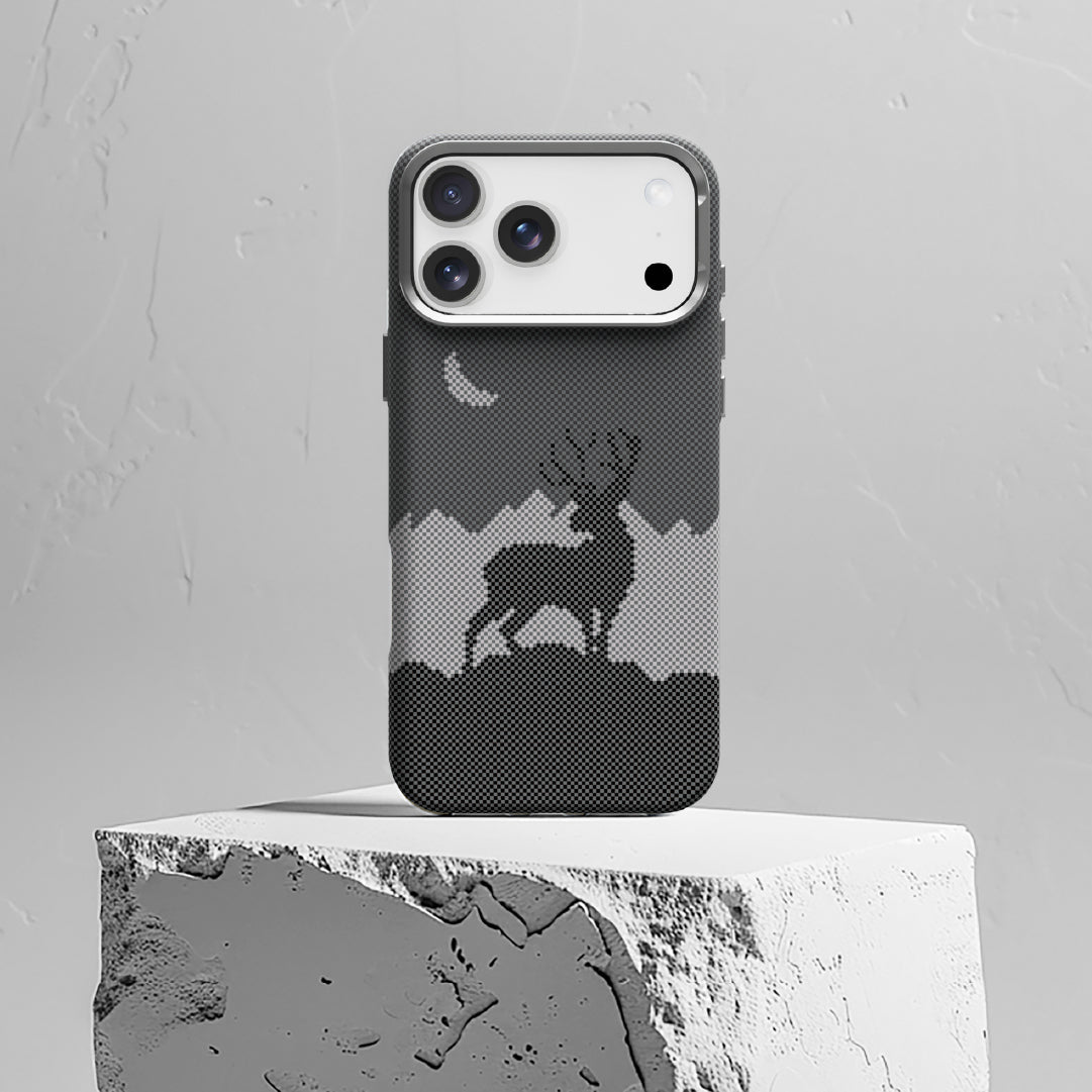 LZEL MagCarbon Deer Cover for iPhone 17 Pro | Black Deer