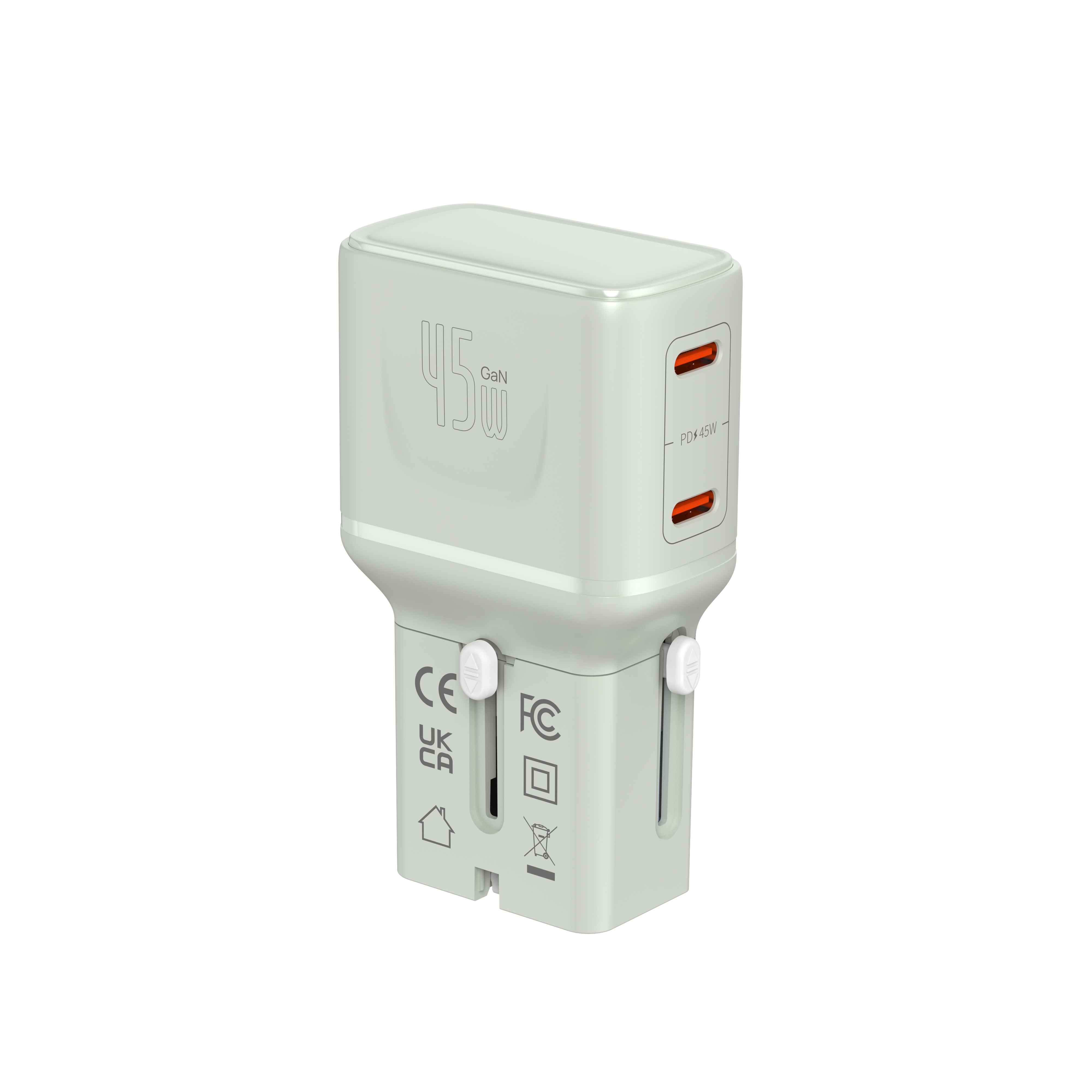 LZEL TravelPro Series Dual Port GaN Travel Wall Charger 45W I Dual Type-C Output I Global compatibility I Gray